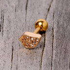 16G 1/4 Clear CZ Gem Gold Tone Swirl Cartilage Tragus Earring