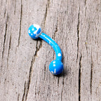 16G 5/16 Blue White Glow in the Dark Curved Eyebrow Ring