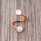 14G 3/8 Clear Gem Rose Gold Tone Bird Spiral Twister Belly Ring