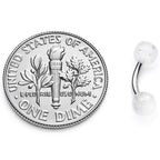 16G 1/4 Clear Speckled Acrylic Ends Curved Barbell