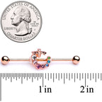 14G Multicolor Gem Rose Gold Tone Bee Industrial Barbell 38mm