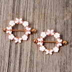 14G 9/16 Clear Gem Gold Tone Pink Butterfly Nipple Shield Set