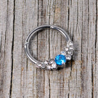 16G 3/8 Clear Blue CZ Gem Arc Hinged Segment Ring
