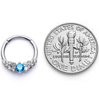 16G 3/8 Clear Blue CZ Gem Arc Hinged Segment Ring