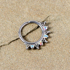 16G 3/8 Aurora CZ Gem Triangles Septum Clicker