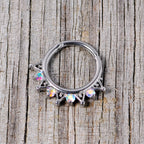 16G 3/8 Aurora CZ Gem Triangles Septum Clicker