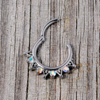 16G 3/8 Aurora CZ Gem Triangles Septum Clicker