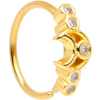 20G 5/16 Clear CZ Gem Gold Tone Crescent Moon Nose Hoop