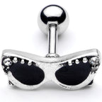 16G 1/4 Clear Gem 50s Retro Sunglasses Cartilage Tragus Earring