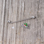 14G Red Gem Noel Holiday Christmas Industrial Barbell 38mm
