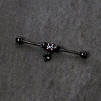 14G Clear Gem Heart Bat Halloween Dangle Industrial Barbell 38mm