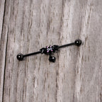 14G Clear Gem Heart Bat Halloween Dangle Industrial Barbell 38mm