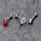 16G 1/4 Clear Gem Ladybug Cartilage Tragus Curation Set of 3
