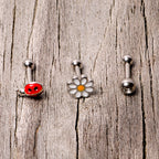16G 1/4 Clear Gem Ladybug Cartilage Tragus Curation Set of 3