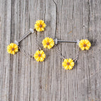 14G 5/8 Yellow Sunflowers Dangle Nipple Ring Set
