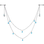 14G 5/8 Blue Gem Moon Star Double Dangle Nipple Chain