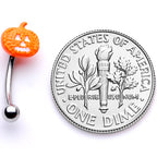 16G 5/16 Jack O Lantern Pumpkin Halloween Curved Eyebrow Ring
