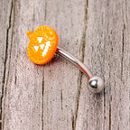 16G 5/16 Jack O Lantern Pumpkin Halloween Curved Eyebrow Ring