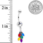 Clear Gem Christmas Lights Holiday Dangle Belly Ring