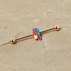 14G Rose Gold Tone Christmas Lights Industrial Barbell 38mm
