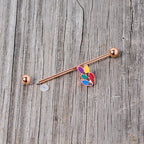 14G Rose Gold Tone Christmas Lights Industrial Barbell 38mm