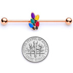 14G Rose Gold Tone Christmas Lights Industrial Barbell 38mm