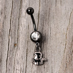 Clear Gem Black Happy Ghost Halloween Dangle Belly Ring