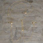 14G 5/8 Clear Gem Gold Tone Sun Heart Star Nipple Chain Necklace