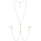 14G 5/8 Clear Gem Gold Tone Sun Heart Star Nipple Chain Necklace