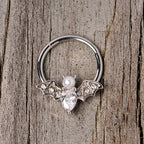 16G 3/8 Clear Gem Vampire Bat Halloween Hinged Segment Ring