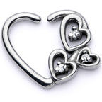 16G 3/8 Clear CZ Gem Valentines Day Left Heart Closure Ring
