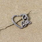 16G 3/8 Clear CZ Gem Valentines Day Left Heart Closure Ring