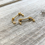 14G 9/16 Clear Gem Gold Tone Moon Dangle Barbell Nipple Ring Set
