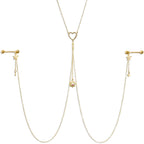 14G 5/8 Aurora Gem Gold Tone Sun Heart Star Nipple Chain Necklace