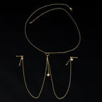 14G 5/8 Aurora Gem Gold Tone Sun Heart Star Nipple Chain Necklace