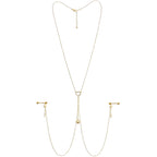 14G 5/8 Aurora Gem Gold Tone Sun Heart Star Nipple Chain Necklace