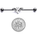 14G Clear Gem Black Bat Halloween Industrial Barbell 38mm