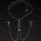 14G 5/8 Blue Gem Sun Heart Star Nipple Chain Necklace
