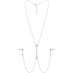14G 5/8 Blue Gem Moon Heart Star Nipple Chain Necklace