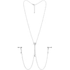 14G 5/8 Clear Gem Moon Heart Star Nipple Chain Necklace