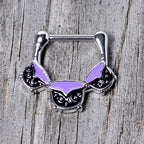 16G 3/8 Black Purple Cauldron Halloween Cartilage Clicker
