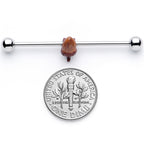 14G Brown Fall Autumn Acorn Industrial Barbell 38mm