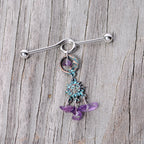 14G Purple Gem Solstice Sun Moon Dangle Halloween Industrial Barbell 38mm