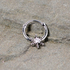 16G 3/8 Clear Gem Holiday Snowflake Septum Clicker