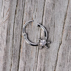 16G 3/8 Clear Gem Holiday Snowflake Septum Clicker
