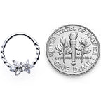 16G 3/8 Clear Gem Star Twisted Hinged Segment Ring