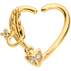 16G 3/8 Clear CZ Gem Arrow Heart Right Heart Closure Ring