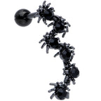 16G 1/4 Black CZ Gem Black Spider Halloween Cartilage Tragus