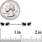 14G 9/16 Clear Gem 50s Retro Sunglasses Barbell Nipple Ring Set