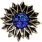 Blue Faux Druzy Sunburst Flower Double Flare Plug Set 2G to 1"